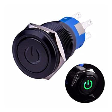 Imagem de SCHIK Interruptor de travamento 1NO1NC SPDT ON/Off Capa de metal preto com LED adequado para 19 mm (Cor: Azul, Tamanho: 6V)