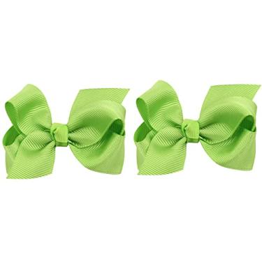 Imagem de ZOONAI 3 polegadas Baby Girl Hair Bows Boutique Hair Clip Teens Toddlers Hairpin Headwear - Conjunto de 2 (Verde claro)