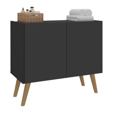Imagem de Gabinete Armário De Banheiro 62,5cm Retrô 2 Portas Multimóveis Mp5045 Preto/natural Preto/natural