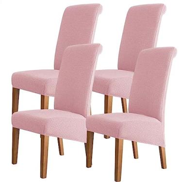 Imagem de Conjunto de capas para cadeiras de jantar 2/4/6/8 capas elásticas elastano capas de assento laváveis ​​capa protetora para cozinha de casamento sala de jantar escritório casa hotel banquete cerimônia