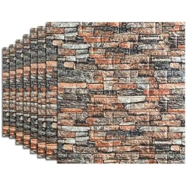 Imagem de Papel De Parede De Tijolo 70x77cm, Painéis De Parede 3D, Espuma 3D De Tijolo PE DIY Adesivo De Parede Papel De Parede Autoadesivo Com 10 Peças,D,20 Unidades,Striking44