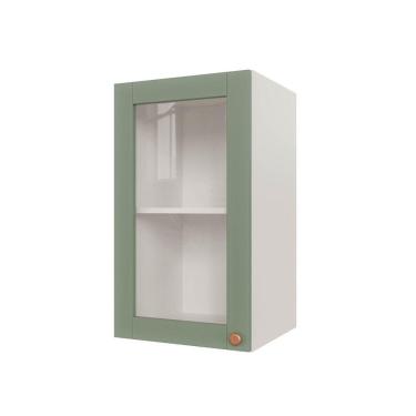 Imagem de Armário Aéreo 1 Portas 40cm com Porta de Vidro Arizona Cabecasa Madeiramadeira Branco/Menta