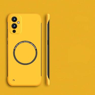Imagem de Capa de telefone magnética sem moldura de pc rígido para oneplus 10 pro 9r 9rt 10r 10t 11 9 8t 7t 8 7 pro capa fina fosca, amarela, para oneplus 9r
