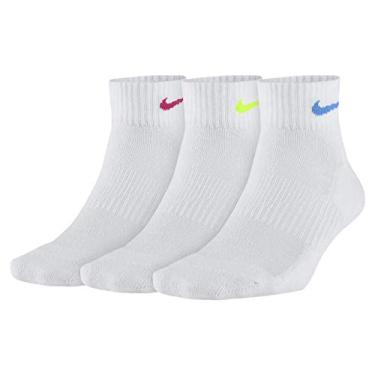 Imagem de Nike Meias de treinamento para uso diário com almofada baixa (3 pares), meias atléticas masculinas e femininas com tecnologia de absorção de suor, multicoloridas, pequenas