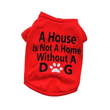Imagem de Howstar Vestuário bonito para animais de estimação colete de impressão respirável roupas para cães pequenos camiseta macia confortável fantasias de cachorro gato camisa vermelha pequena