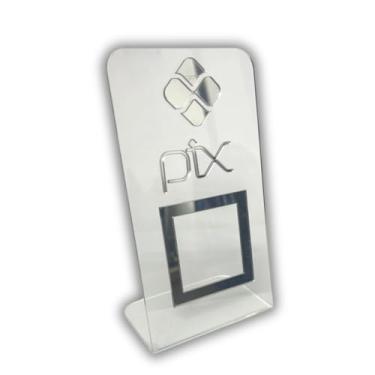 Imagem de Placa Pix Para Pagamento Qr Code Em Acrílico Cristal (Cristal com prata)