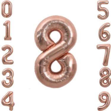 Imagem de Genérico Balão Metalizado Numero Gigante 100cm Prata, Balão De Número Grande Prateado Metalizado 1 Metro (Rose Gold-8)