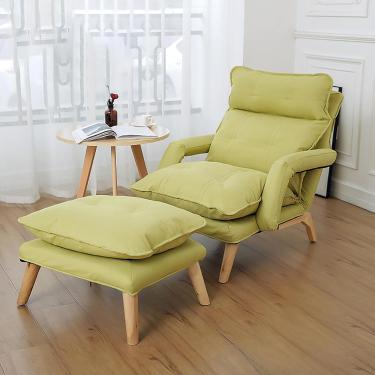 Imagem de Cadeira de tecido com otomano, cadeiras de sala de estar com braços e encosto ajustáveis, poltrona reclinável individual, poltrona, poltrona, poltrona para sala de estar, quarto, verde