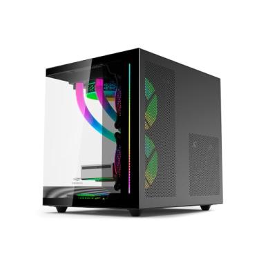 Imagem de Gabinete AQUARIUS Gaming C3Tech MT-G810BK Preto frontal e lateral de vidro temperado USB 2.0, 3.0 e USB-C Conector P2 para Audio e Microfone Comporta até 7 coolers Fan Filtro anti poeira