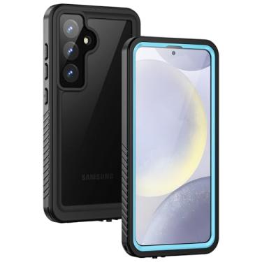 Imagem de Lanhiem Capa para Samsung Galaxy S24, IP68 à prova d'água, à prova de poeira, protetor de tela integrado, capa protetora robusta à prova de choque para Galaxy S24 5G 6,2 polegadas, azul/transparente