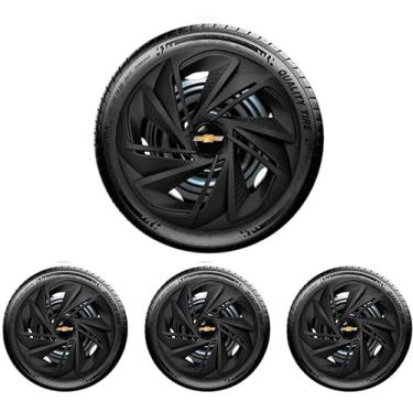 Imagem de Jogo 4 Calotas Esportiva Nitro Preto Fosco Aro 14 CHEVR Celta Corsa Classic Prisma Agile Cobalt Sonic Montana Meriva Zafira