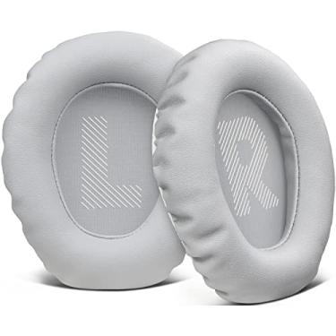 Imagem de SOULWIT Almofadas de Substituição Profissional para JBL Quantum 100 (Q100) Fones de Ouvido, Quantum 350 (Q350), Almofadas Auriculares com Espuma de Alta Densidade, Couro de Proteico - Cinza