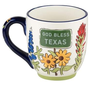 Imagem de Glory Haus Everyday Home Sweet Home State Jumbo Café ou Sopa Canecas, Pintadas à Mão 473 g Cerâmica (God Bless Texas Wildflower)