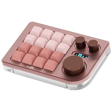 Imagem de Mini teclado de design programável com botão triplo macro KEEBMONKEY Megalodon, 16 teclas (rosa)