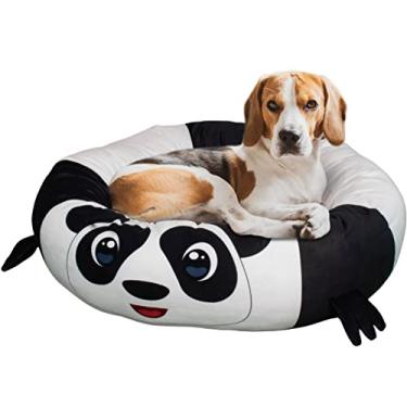 Imagem de Cama Pet Redonda para Animais de Estimação com Tema Panda, Almofada com Interior Forrado de Pelúcia e Base Antiderrapante, Serve para Cães de Porte Médio e Gatos, Maccabi Art.