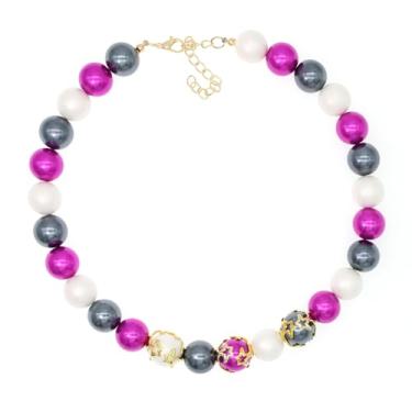 Imagem de Colar de pérolas grandes para mulheres colar de declaração de pérolas grandes e grossas, bijuterias simuladas de pérolas, colar de elos de corrente para festa de formatura de casamento, Banhado a ouro, Pérola sintética