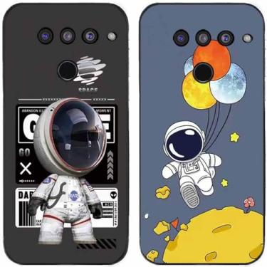 Imagem de 2 peças fashion astronauta impresso TPU gel silicone capa de telefone traseira para LG Series (LG V50 ThinQ)