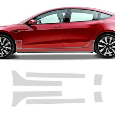 Imagem de FDAIUN Para Tesla Model 3 2017-2024 PPF Película protetora de tinta automotiva pré-cortada de 8,5 mil TPU HD película protetora contra arranhões acessórios externos (saias laterais de canto da porta