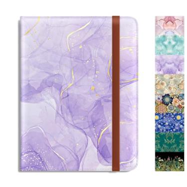 Imagem de Rimilak Porta-passaporte, carteira de passaporte com bloqueio de RFID com janela transparente para passagem aérea, protetor organizador de documentos de viagem de couro para mulheres e homens, Mármore