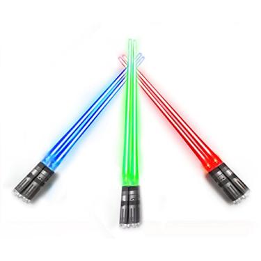 Imagem de Hashis ChopSabers sabre de luz iluminados com luz LED (3 pares, vermelho, verde e azul)