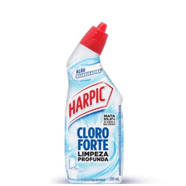 Imagem de Harpic Cloro Forte - Desinfetante Sanitário Líquido Desodorizador, 200ml, Azul