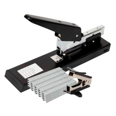Imagem de Grampeador Grande 100 Folhas De Mesa Profissional Reforçado Com Caixa de Grampos e Extrator Escritório Empresa Escola