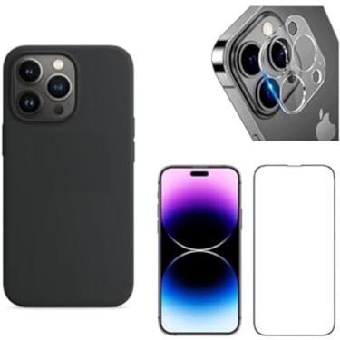 Imagem de Kit Capa Anti Impacto Aveludada + Película Cerâmica + Pel Câmera Para iPhone 11 12 13 Pro Max 14 (iPhone 14 Pro Max)
