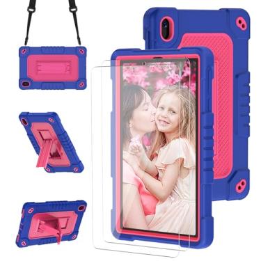Imagem de FIEWESEY Capa para tablet Walmart Onn 20.3 cm Gen 4 2024 modelo com 2 peças protetoras de tela, capa de ombro resistente à prova de choque infantil para Walmart Onn 8 2024 Modelo: 100135923 (azul