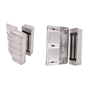 Imagem de Fechadura Eletroímã AGL AL 150 Cromada com Suporte para instalação para Porta Aço Madeira Vidro