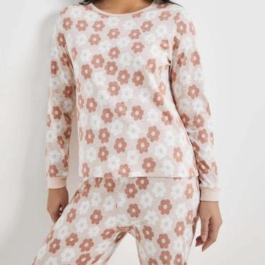 Imagem de Pijama Hering Fem Longo em Malha Flamê Flores 7C0A1ZEN-Feminino