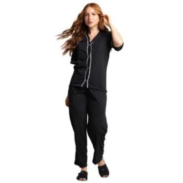 Imagem de Pijama Blogueira Manga Curta Bella Fiore Botões Roupa Para Dormir Inverno Linha Noite-Feminino