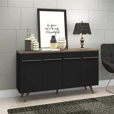 Imagem de Buffet Aparador 4 Portas Rt 3133 Movelbento Preto/rústico