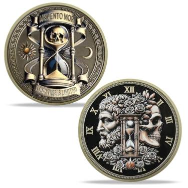 Imagem de AtSKnSK Moeda Memento Mori Moeda Momento Mori Moeda Caveira Presentes Memento Mori Calendário Living Memento Mori Moeda Amor Fati (Memento Mori Coin - 4)