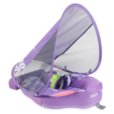 Imagem de Boia de natação para bebês Mambobaby com dossel e cauda, não inflável, boia de natação macia para bebês, proteção solar, boia de piscina para recém-nascidos, 3 a 24 meses, material amigo da pele para
