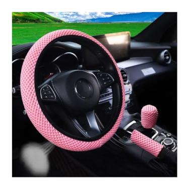 Imagem de Bittwee 3 peças capa de volante de carro 38 cm capa de apoio de braço conjunto de capa de mudança de marcha, protetor de volante automotivo respirável antiderrapante de microfibra, decoração de