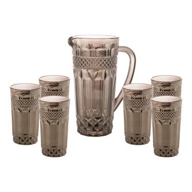 Imagem de Conjunto 6 Copos 215ml com Jarra 1l de Vidro Brand Cinza Bon