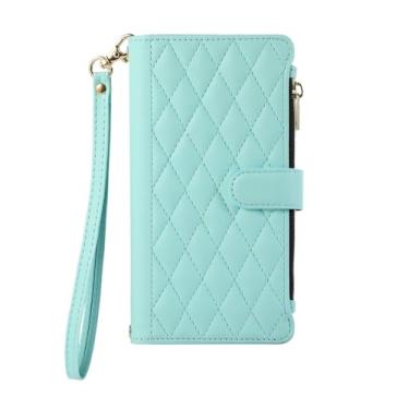 Imagem de Crossbody Cards Solt Zipper Wallet Leather Case para iPhone 15 Pro Max 15 Plus 14 13 12 11 Bolsa Bolsa Alça de Mão Capa Suporte, Verde Claro, para iPhone 13