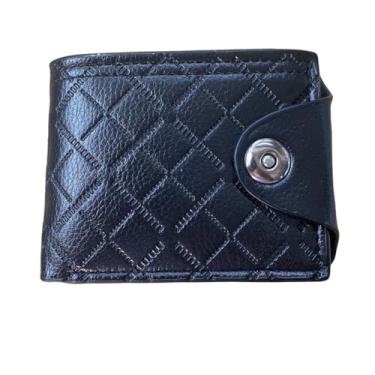 Imagem de Carteira Masculina De Couro Elegante e Estilosa Com porta Moedas Porta Cartões Bolso interno com zíper Ideal para Trabalho Viagens Dia a Dia (Preto)