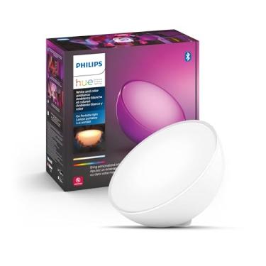 Imagem de Philips Hue Lâmpada de mesa portátil regulável Go Smart, branca - luz LED que muda de cor branca e colorida - 1 pacote - uso interno e externo - controle com o aplicativo Hue ou assistente de voz