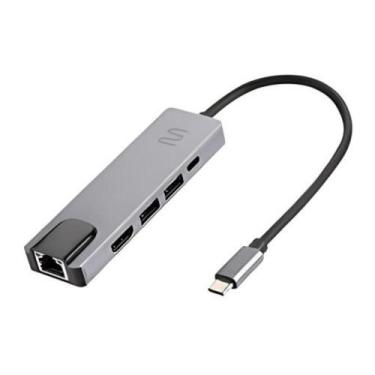 Imagem de Hub Dock Multilaser Usb Tipo-C 5 Em 1 Hdmi 4K, Rj45