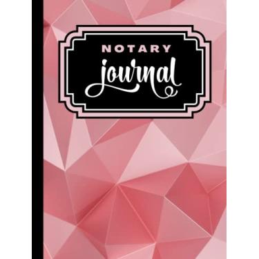 Imagem de Hardcover Notary Journal: 8.5x11 Large Notarial Logbook/With 200 Numbered Pages - Two Record Logs Per Page / 400 Records/Ledger Book Gift For Signing Agents/Rose Gold Pink Geometric Triangle Art