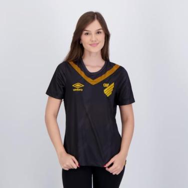 Imagem de Umbro Camisa Feminina CAP | Athletico Paranaense Oficial nº 3 2024 Jogadora, Preto/Dourado, GG