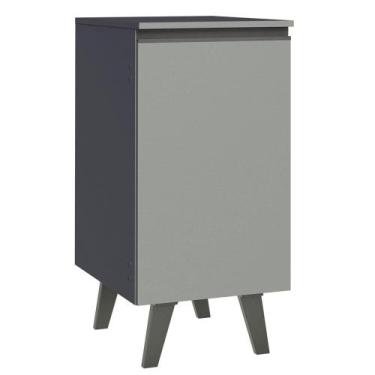 Imagem de Balcão Armário de Cozinha 40 cm 1 Porta Com Pés Cinza Nice Madesa, Cin