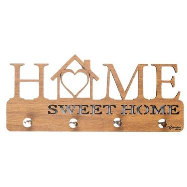 Imagem de Quadro Porta Chaves Decorativo Home Suporte Parede Ganchos - Carmisini