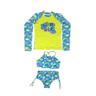 Imagem de Kit 3 Peças Blusa Pro Uv 50 + Biquíni + Top Infantil Juvenil