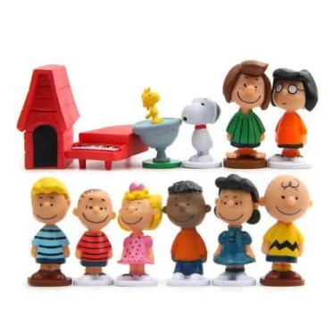 Imagem de Bonecos 12 Miniaturas Snoopy Charlie Brown Coleção Peanuts Presente Cr