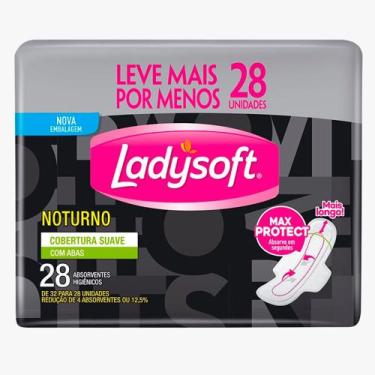Imagem de Absorvente Ladysoft Normal Noturno Cobertura Suave com Abas 28 Unidade