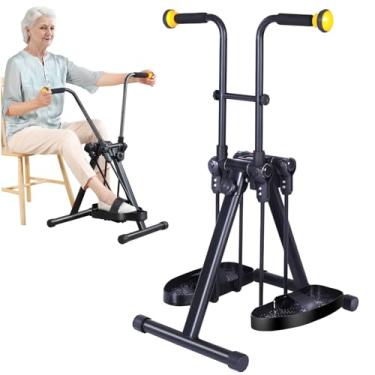 Imagem de Exercitador de pedal sentado com dois modos de exercício de balanço de perna - 48 cm L × 58 cm P × 89 cm A exercitador de pedal de braço e perna para idosos, com visor digital, preto