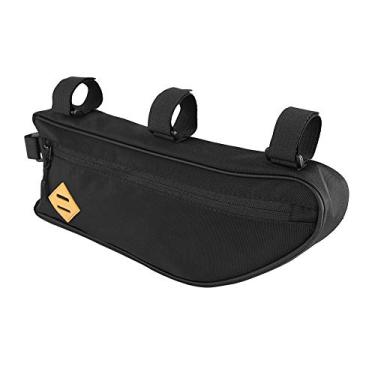 Imagem de Qiilu Bolsa impermeável para quadro triangular de bicicleta grande bolsa de quadro triangular de bicicleta preto dacron grande impermeável bolsa de quadro triangular de bicicleta frontal tubo superior ciclismo bolsa sob o assento (M) (G)