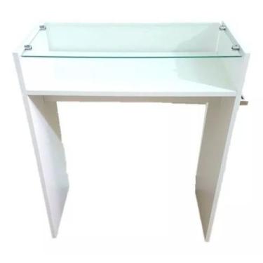 Imagem de Mesa Manicure Esmalteiro Porta Toalha Tampo Vidro Temperado - SR Fábri